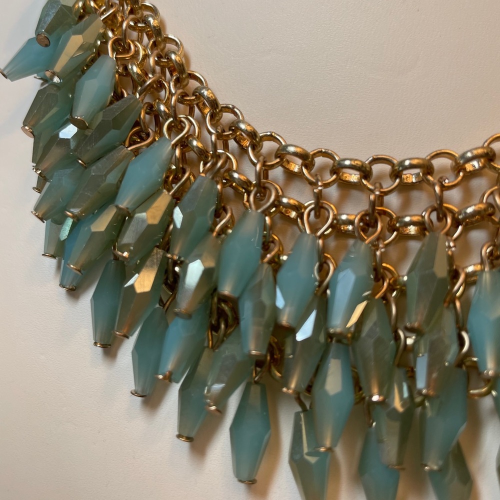 Turquoise-Colored Crystal Statement Necklace - image 3